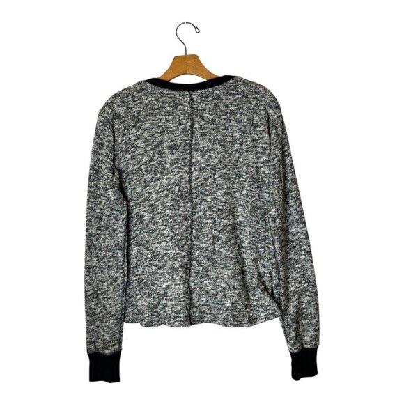 Abercrombie & Fitch Sweater Women Medium Black Knit Metallic Wrap Front Pullover - Picture 2 of 10